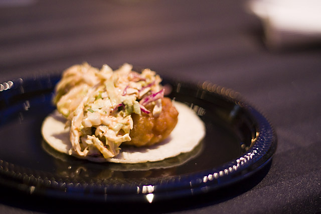 Not to be outdone by other taco slingers, Mercadito served tacos de estilo Baja, which featured beer-battered mahi mahi, Mexican-style cole slaw and chipotle aioli.