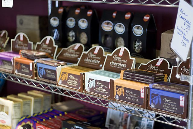 Treats like organic chocolates round out the gourmet offerings.