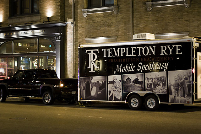 The Templeton Rye \"mobile speakeasy\" rolled into town for the occasion. Shots of Templeton went for $5.