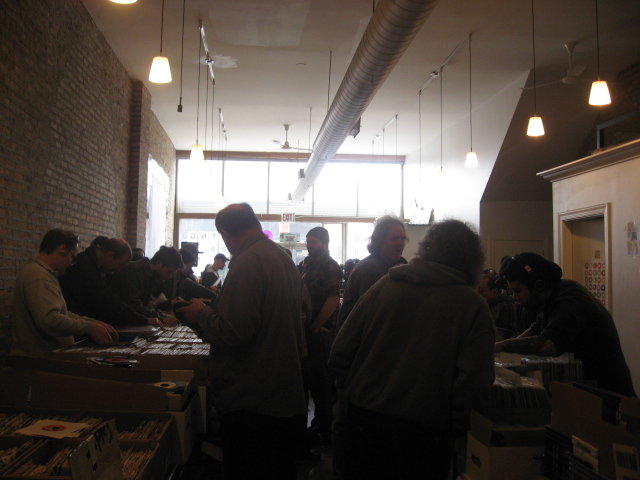 The early afternoon crowd inside the pop-up store.