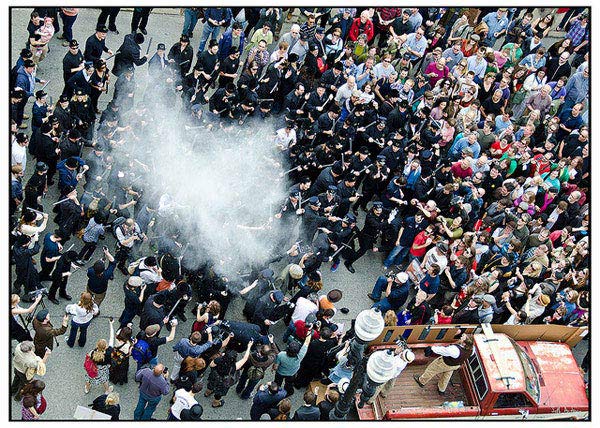 Exploding Bomb at Haymarket Riot 125.
