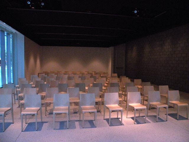 the performance space, from the view of the performer.
