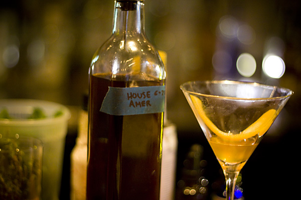 Cody Modeer of In Fine Spirits is using his own housemade bitters to make the bar\'s version of the Brooklyn cocktail.