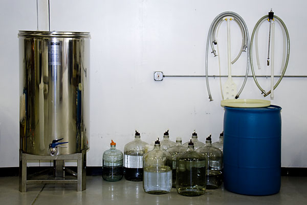 At left, North Shore\'s metal fermentation tank.