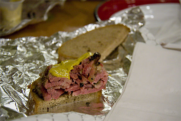 Sandwich #1: Fumare\'s signature pastrami on rye with mustard.