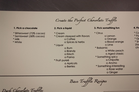 The menu, with instructions for choosing flavors.