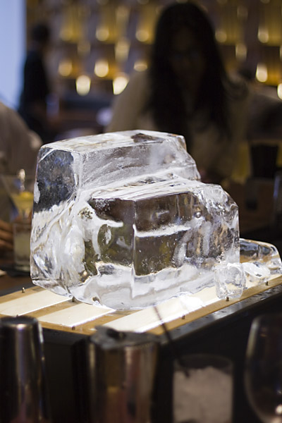 Ice blocks at the bar.