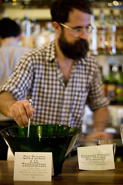 Head bartender Paul McGee, ladling.