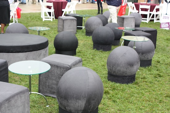 Strange seating areas were scattered throughout.