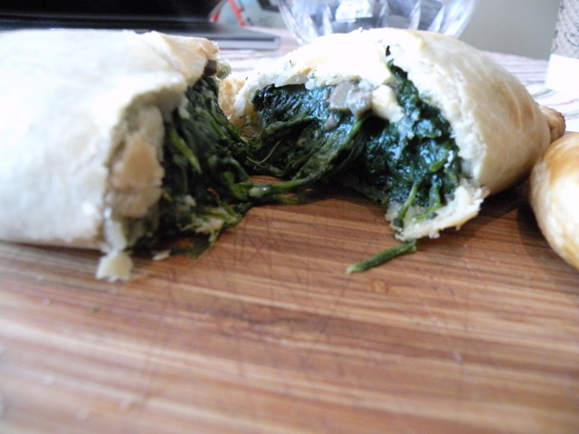 A look inside Bridgeport Pasty\'s veggie pasty. (Chuck Sudo/Chicagoist)