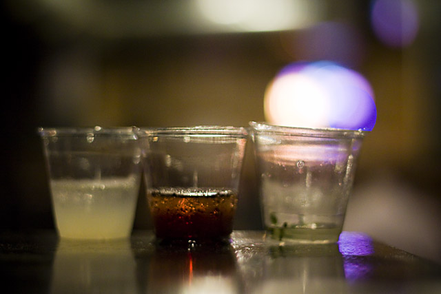 Many a plastic cup bit the dust at the Expo. In addition to serving neat samples of spirits, several distilleries were mixing up cocktails to demonstrate their products\' versatility.