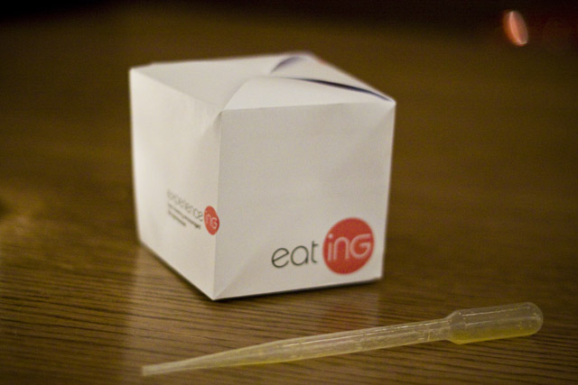 The flavor-tripping dinner menu, presented as an origami cube.
