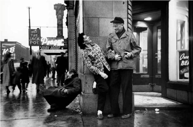 This photo by Art Shay of Nelson Algren at the corner of Madison and Halsted in 1949. It\'s the cover of Shay\'s then new book in 2007, Chicago\'s Nelson Algren, Copyright Art Shay and Seven Stories Press.