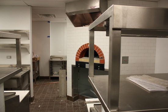 The wood-fired pizza oven.