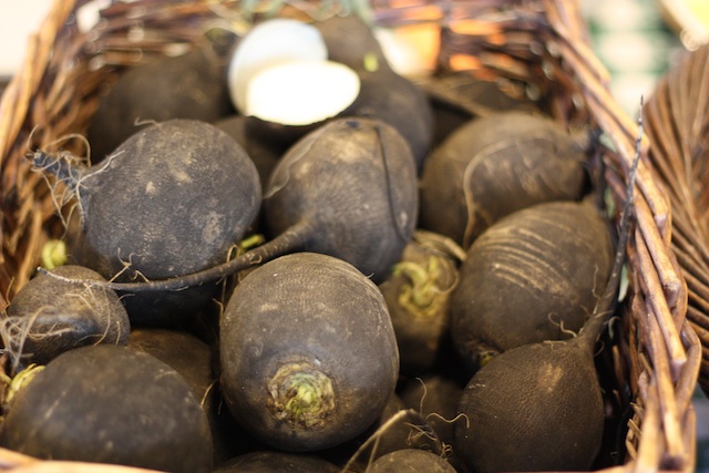 These are actually huge black Spanish radishes, not turnips or beets.