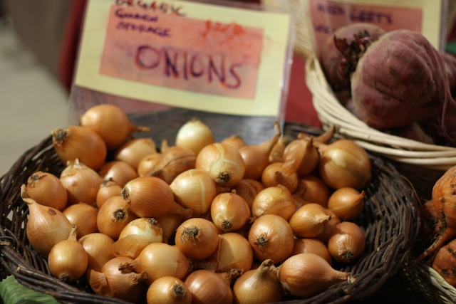 These may be storage onions, but they were picked small and sweet, and are perfect for salads and sautes.
