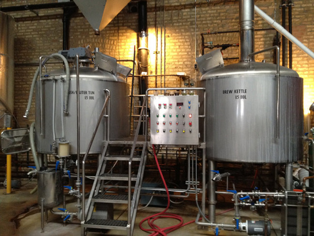 Kettle tanks. Grains and water go in. After the mashing process, wort comes out.