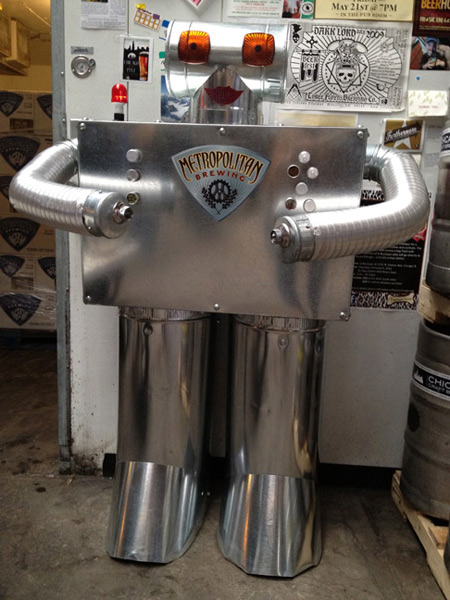One of two friendly robots protecting the brewery.