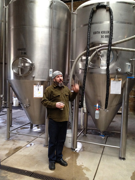 \<a href=\"http://www.metrobrewing.com/brewery/doug.html\"\>Doug Hurst\<\/a\>, Chief Brewer, holding court in front of his favorite fermentation tanks.