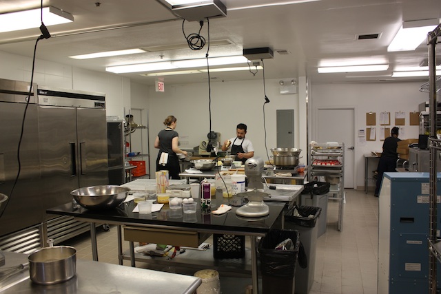 The interior of the pastry kitchen.
