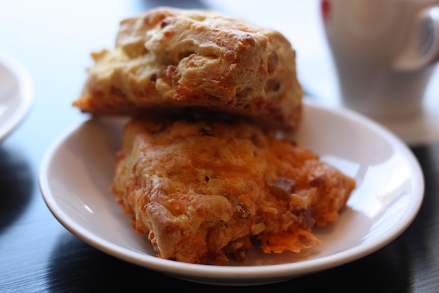 Breakfast pastries - cheddar and bacon scones.