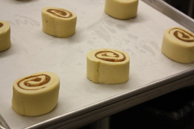 INdividual rolls ready to go into the oven.