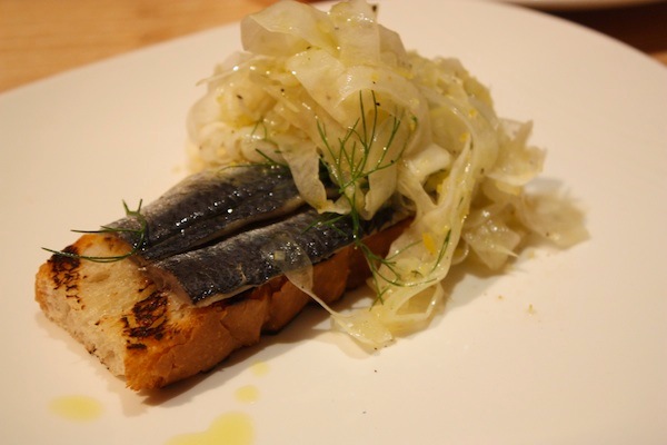 Pickled sardines with fennel and preserved lemon.