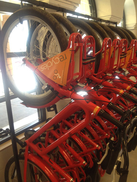 Bikes in the new 53rd Street Bicycle Center.