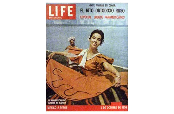 The 1959 Pan-American Games saw Chicago Mayor Richard J. Daley playing a Spanish harp on the hustings and the entire company of the Mexican Ballet Folklorico dancing all over town. There was such jealousy in this troupe that the girl on the cover complained to her \<em\>jefe de seguridad\<\/em\> that a rival dancer had laid a curse on her head if she made the \<em\>Life\<\/em\> cover. She made it and went on to great laurels. This was the first of my only two \<\/em\>Life\<\/em\> covers. The second  was in 1966 of a piece of evidence with murderer Richard Speck\'s fingerprints on it being carried through the DAs office.\r\n