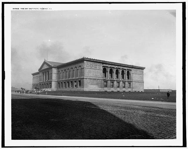 Grant Park (then Lake Park) was established in 1844, and gained more land, thanks to landfill from 1871 fire debris.  The Art Institute was built along the park in 1893.  (Image via Library of Congress)\<img src=\"http://secure-us.imrworldwide.com/cgi-bin/m?ci=ade2011-ca&at=view&rt=banner&st=image&ca=copper&cr=site&pc=watcheffect&ce=siteservedtag&rnd=[timestamp]\" /\>\<img src=\"http://ad.doubleclick.net/imp;v1;f;260186108;0-0;0;84274302;1|1;48718935|48716268|1;;cs=l;pc=[TPAS_ID];%3fhttp://ad.doubleclick.net/dot.gif?[timestamp]\"\>