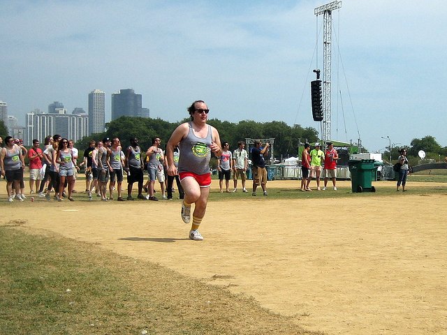 Har Mar Superstar runs for first (before removing his clothes).