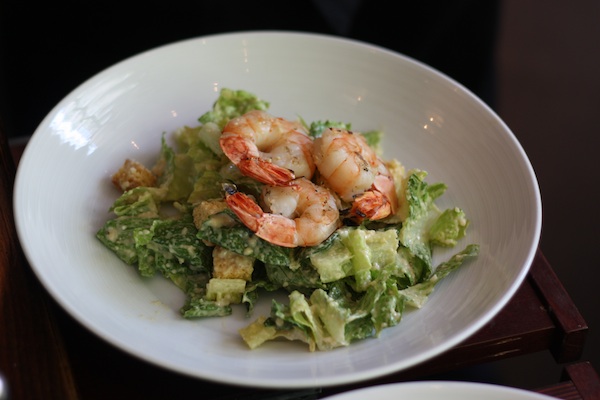 It doesn\'t look huge, but that\'s a BIG bowl.  The Caesar with shrimp.
