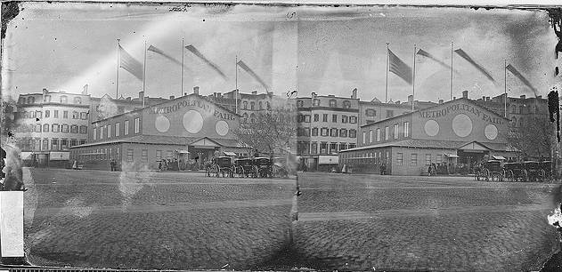 \<br\>\<strong\>THE METROPOLITAN FAIR\<\/strong\> (think of it as the Great GoogaMooga of its time) was held in April of 1864, to raise money for National Army soldiers who were sick and wounded from the Civil War. Organized by the \<a href=\"http://en.wikipedia.org/wiki/United_States_Sanitary_Commission\"\>United States Sanitary Commission\<\/a\>, private volunteer effort directed by Frederick Law Olmsted, numerous fairs were held around the country. In the Manhattan fair, two buildings were put up for the fairâone was on Union Square, \"a popular spot for visitors, and also home to the music business in New York City. Food was served in the Knickerbocker Kitchen. On Fourteenth Street, close to Sixth Avenue, another, larger building was erected. Exhibits included relics from the war, items captured from the Rebels, and an Indian tribe with teepees.\" The fair cost an expensive $5 to get in; the doors were open each day from April 5th to the 25th, by which time $1,100,000 had been collected.\r\n\<\/p\>\<p\>\r\n\<form mt:asset-id=\"720321\" class=\"mt-enclosure mt-enclosure-image\" style=\"display: inline;\"\> \<img alt=\"newmetrotix.jpeg\" src=\"http://gothamist.com/attachments/arts_jen/newmetrotix.jpeg\" width=\"640\" height=\"376\" class=\"image-none\" /\> \<\/form\>\r\n\<\/p\>\<p\>At the fair, predictions \<a href=\"http://news.stacks.com/content/do-you-know-about-the-new-york-metropolitan-fair/\"\>were made\<\/a\> about the city\'s future, and in particular, what it would be like 100 years later, in 1964: \"There will be bridges across the East River, and tunnels beneath the North; and vast docks at Harlem and Brighton. A belt of marble and granite piers shall girdle it. The Central Park will wave secular elms, and find all its groves too small for the multitudes. Railways, or whatever succeeds them, shall thread all the depths of the island, and Broadway be but an alley. Fashion will have come three or four times round again to the oddities of our own day. Distance will be so nearly destroyed, and the conveniences of life brought so close to every man, that probably the world will be no more in a hurry than it is now.\"\<br/\> \<br/\>\<em\>19th century New York\'s elite and underbelly await you in \<a href=\"http://ad.doubleclick.net/click;h=v2|3F95|0|0|%2a|t;260186108;0-0;0;82485700;31-1|1;48718935|48716268|1;;;pc=[TPAS_ID]%3fhttp://www.bbcamerica.com/copper?utm_source=Gothamist&utm_medium=banner&utm_campaign=copper\" rel=\"nofollow\" onClick=\"_gaq.push([\'_trackPageview\', \'/outgoing/Copper_150Years\'])\"\>BBC America\'s \<b\>COPPER\<\/b\>\<\/a\>. Watch the premiere of the riveting new series from Academy AwardÂ®-winner Barry Levinson and EmmyÂ® Award-winner Tom Fontana on Sunday, August 19, at 10/9c, only on BBC America. For more updates on the series, be sure to \<a href=\"https://www.facebook.com/CopperTV\" rel=\"nofollow\" onClick=\"_gaq.push([\'_trackPageview\', \'/outgoing/Copper_150Years\'])\"\>like \<b\>COPPER\<\/b\> on Facebook\<\/a\> and \<a href=\"https://twitter.com/#!/coppertv\" rel=\"nofollow\" onClick=\"_gaq.push([\'_trackPageview\', \'/outgoing/Copper_150Years\'])\"\>follow \<b\>COPPER\<\/b\> on Twitter\<\/a\>.\<\/em\>\<br/\>\<br/\>\<iframe width=\"640\" height=\"360\" src=\"http://www.youtube.com/embed/5C1WfSzOpm8\" frameborder=\"0\" allowfullscreen\>\<\/iframe\>\<\/i\>\<img src=\"http://secure-us.imrworldwide.com/cgi-bin/m?ci=ade2011-ca&at=view&rt=banner&st=image&ca=copper&cr=site&pc=watcheffect&ce=siteservedtag&rnd=[timestamp]\" /\>