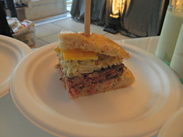 Kevin Hickey, Allium at Four Seasons Chicago\r\n\r\nAllium Burger: USDA Prime beef burger, Dunbarton Blue, an onion ring cooked in bacon fat, homemade mayonnaise, beer mustard, and pickled mustard seeds on a house-baked bacon and onion bun.