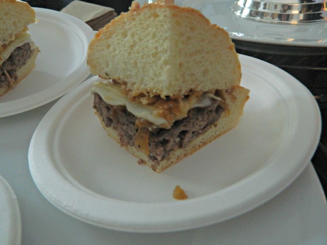 John Chiakulas, Mity Nice\r\n\r\nFrench Onion Burger: USDA Prime steak burger, Swiss and mozzarella cheese, and grilled and crispy onions, on a spicy black pepper Asiago bun soaked with French onion dip.
