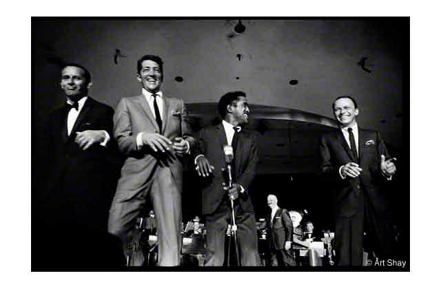 I\'ve flirted with LA achievers all my professional life. Here is my popular-with-collectors view of Frank Sinatra and his famous Rat Pack performing at the Sands in Vegas in the 60s.\r\n