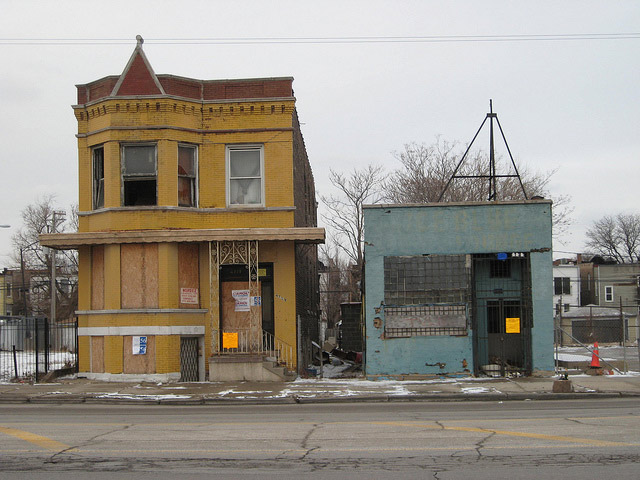Abandoned Buildings along Madison Street near Cicero Avenue.