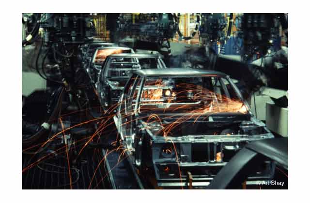 Auto companies, copying the Japanese who had copied our \"just in time\" techniques&mdash;everything arriving on time to be assembled&mdash;went a step beyond and automated their assembly lines, largely dehumanizing them. Striking the first real death blow to the union\'s hegemony of the first part of the century.\r\n