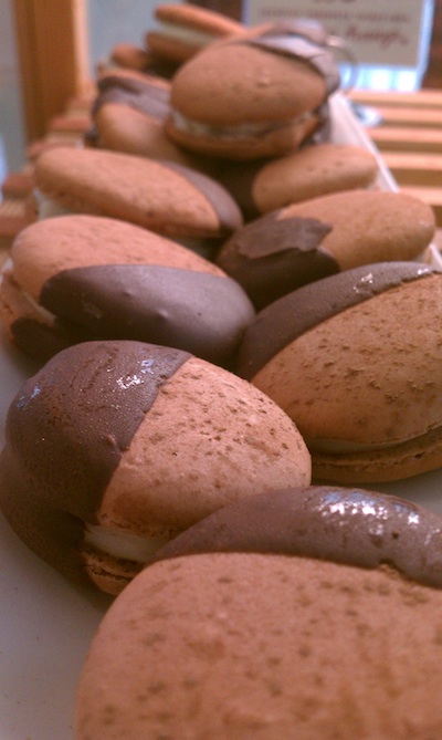 Fritz Pastry: Mocha Macaron made with HalfWit coffee roasters Triforce Espresso blend and dark chocolate.