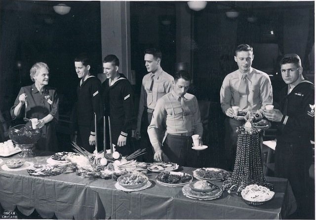 Celebrating Christmas at the USO, 1956, Chicago.