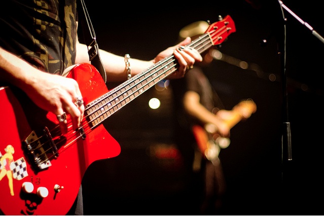 Joie Calio\'s trademark Red Racer Bass and rings.