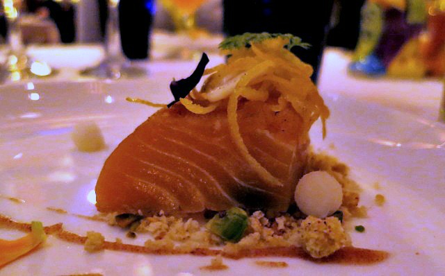 steelhead with date, pistachio, and turnip from Farmhouse