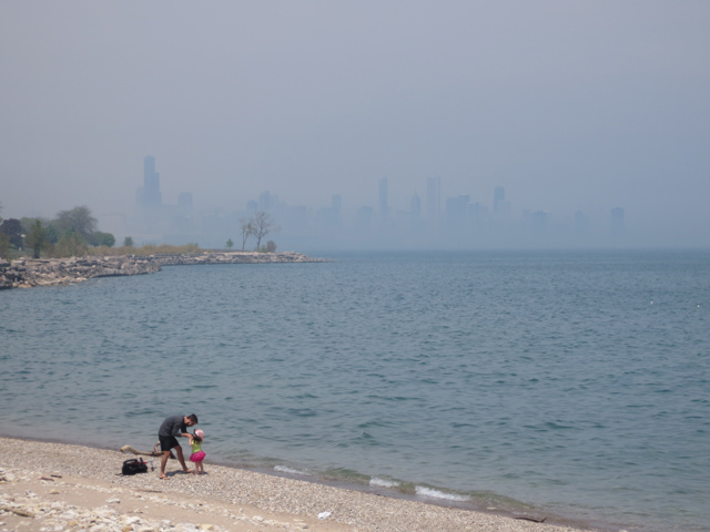 Downtown looms over 49th Street Beach.