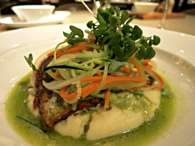 Roasted whitefish with potato puree, julienne vegetables and maitre d\'hÃ´tel butter ($26)