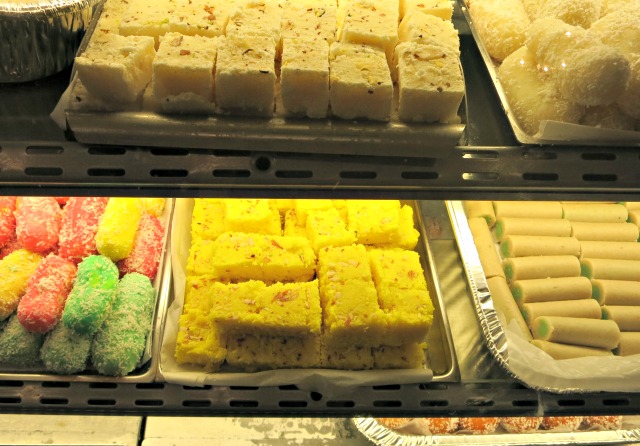 a glimpse into the shelves of an Indian bakery