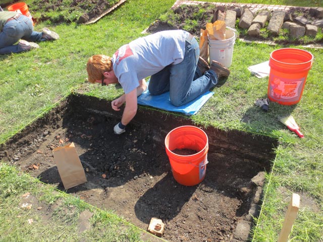 Archaeologists looking for Camp Douglas relics in the Pershing Magnet School yard near 33rd and Calumet.