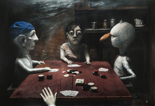 The Poker Game (2014) Elizabeth Ernst 13 x 19\" courtesy the Catherine Edelman Gallery